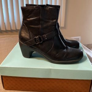 Leather heel booties